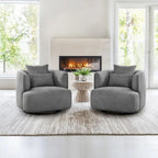 Beige / Navy Blue / Grey / Wheat Swivel Barrel Accent Chair, Set of 2