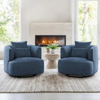 Beige / Navy Blue / Grey / Wheat Swivel Barrel Accent Chair, Set of 2