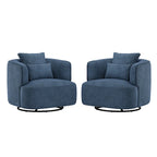Beige / Navy Blue / Grey / Wheat Swivel Barrel Accent Chair, Set of 2