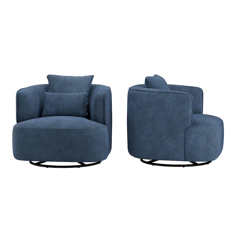 Beige / Navy Blue / Grey / Wheat Swivel Barrel Accent Chair, Set of 2