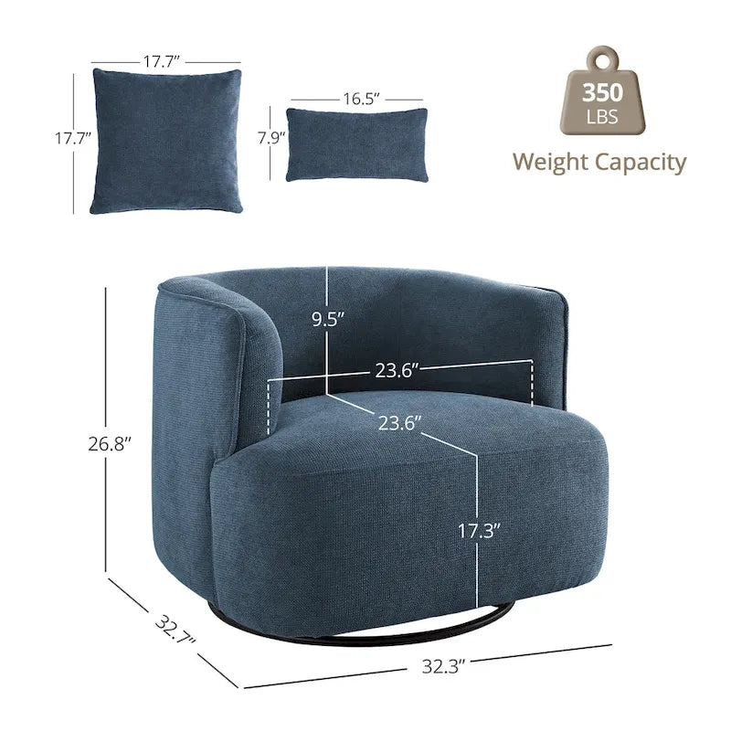 Beige / Navy Blue / Grey / Wheat Swivel Barrel Accent Chair, Set of 2
