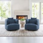 Beige / Navy Blue / Grey / Wheat Swivel Barrel Accent Chair, Set of 2