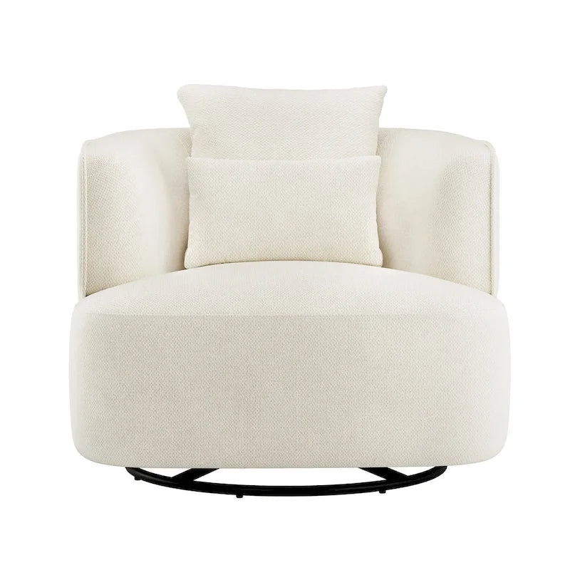 Beige / Navy Blue / Grey / Wheat Swivel Barrel Accent Chair, Set of 2
