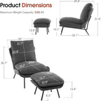 Dark Brown / Saddle / Grey Accent Chair with Ottoman, Leathaire Fabric, Set of 2, 1-Seater