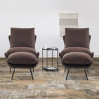 Dark Brown / Saddle / Grey Accent Chair with Ottoman, Leathaire Fabric, Set of 2, 1-Seater