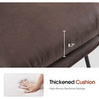 Dark Brown / Saddle / Grey Accent Chair with Ottoman, Leathaire Fabric, Set of 2, 1-Seater