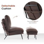 Dark Brown / Saddle / Grey Accent Chair with Ottoman, Leathaire Fabric, Set of 2, 1-Seater