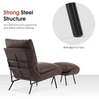 Dark Brown / Saddle / Grey Accent Chair with Ottoman, Leathaire Fabric, Set of 2, 1-Seater