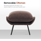 Dark Brown / Saddle / Grey Accent Chair with Ottoman, Leathaire Fabric, Set of 2, 1-Seater