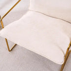 Dark Gray / Beige Velvet Accent Chair with Arm Pockets, Metal Frame, Set of 2