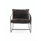 Dark Gray / Beige Velvet Accent Chair with Arm Pockets, Metal Frame, Set of 2