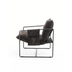 Dark Gray / Beige Velvet Accent Chair with Arm Pockets, Metal Frame, Set of 2