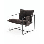 Dark Gray / Beige Velvet Accent Chair with Arm Pockets, Metal Frame, Set of 2