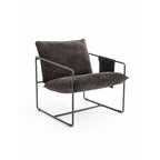 Dark Gray / Beige Velvet Accent Chair with Arm Pockets, Metal Frame, Set of 2