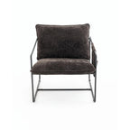 Dark Gray / Beige Velvet Accent Chair with Arm Pockets, Metal Frame, Set of 2
