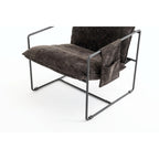 Dark Gray / Beige Velvet Accent Chair with Arm Pockets, Metal Frame, Set of 2