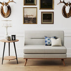 Grey / Beige Armless Loveseat Sofa, Faux Leather, 2-Seater