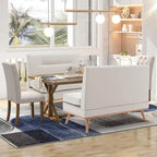 Grey / Beige Armless Loveseat Sofa, Faux Leather, 2-Seater