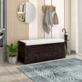 Espresso/White/Gray Wash/Antique Navy Upholstered Storage Bench with 4 Doors, 2-Person Seat