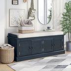 42.70  Modern Versatile Entry Upholstered Storage Bench with 4 Doors, Adjustable Shelves and Shoe Racks