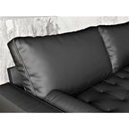 Black/Brown/White Tufted Faux Leather Sofa, Mid-Century Style, 2-Seater