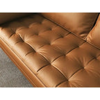 Black/Brown/White Tufted Faux Leather Sofa, Mid-Century Style, 2-Seater