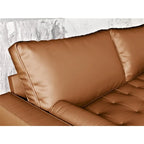 Black/Brown/White Tufted Faux Leather Sofa, Mid-Century Style, 2-Seater