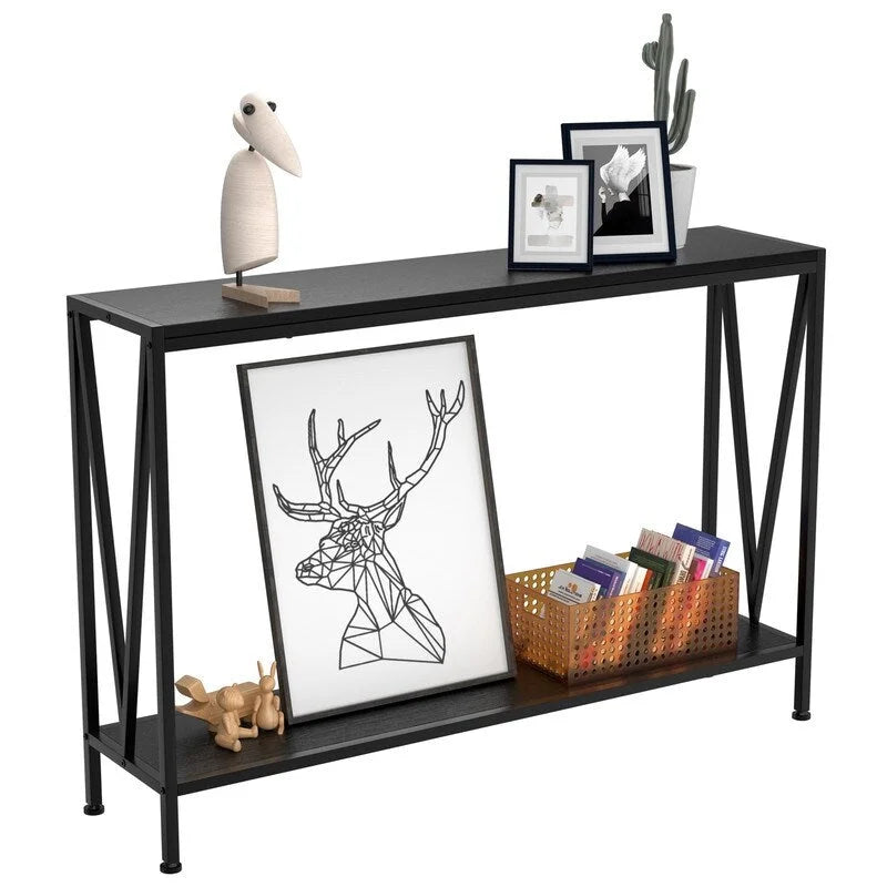 Brown / Black 2-Tier Narrow Console Table, Entryway / Sofa Table