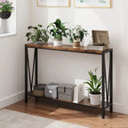 Brown / Black 2-Tier Narrow Console Table, Entryway / Sofa Table