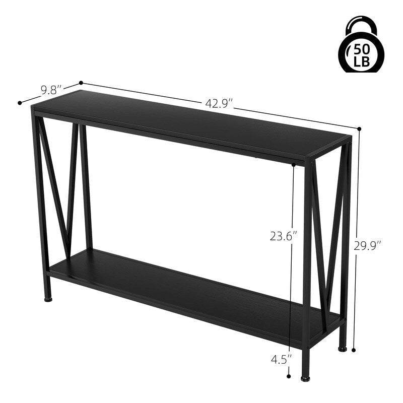 Brown / Black 2-Tier Narrow Console Table, Entryway / Sofa Table