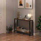 Brown / Black 2-Tier Narrow Console Table, Entryway / Sofa Table
