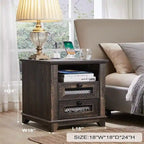 Antique White/Oak/Barnwood Farmhouse 2-Drawer Nightstand, 1-Person Use