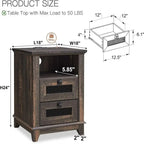 Antique White/Oak/Barnwood Farmhouse 2-Drawer Nightstand, 1-Person Use