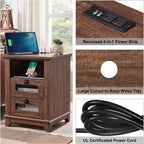 Antique White/Oak/Barnwood Farmhouse 2-Drawer Nightstand, 1-Person Use