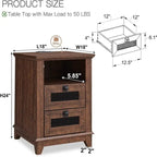 Antique White/Oak/Barnwood Farmhouse 2-Drawer Nightstand, 1-Person Use