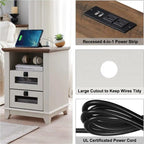 Antique White/Oak/Barnwood Farmhouse 2-Drawer Nightstand, 1-Person Use