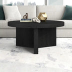 32" Round Coffee Table, Fluted Base, Black Grain / Antiqued Gray Oak / Alder White