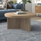 32" Round Coffee Table, Fluted Base, Black Grain / Antiqued Gray Oak / Alder White