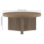 32" Round Coffee Table, Fluted Base, Black Grain / Antiqued Gray Oak / Alder White