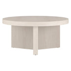 32" Round Coffee Table, Fluted Base, Black Grain / Antiqued Gray Oak / Alder White