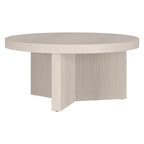 32" Round Coffee Table, Fluted Base, Black Grain / Antiqued Gray Oak / Alder White