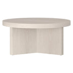 32" Round Coffee Table, Fluted Base, Black Grain / Antiqued Gray Oak / Alder White