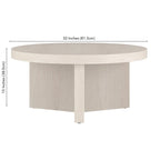 32" Round Coffee Table, Fluted Base, Black Grain / Antiqued Gray Oak / Alder White