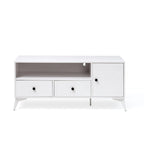 White TV Stand with RGB LED Light, Open Storage & Drawers, Fits 32–60 in TVs, 1-Person Setup