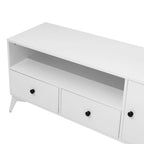 White TV Stand with RGB LED Light, Open Storage & Drawers, Fits 32–60 in TVs, 1-Person Setup
