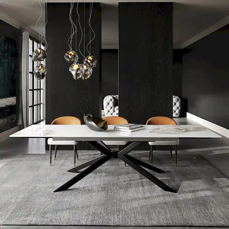 White/Grey/Black Extendable Sintered Stone Dining Table, Seats 8–10