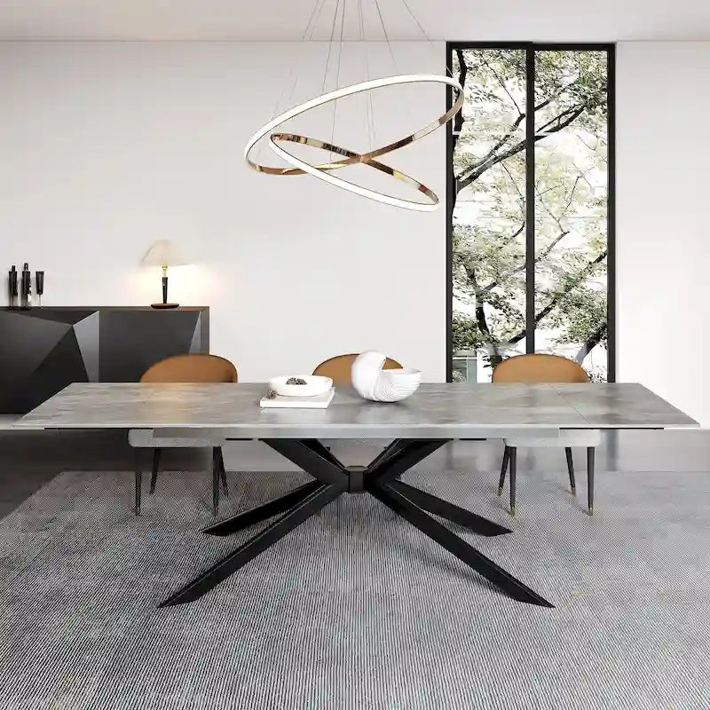 White/Grey/Black Extendable Sintered Stone Dining Table, Seats 8–10