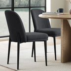 Upholstered Dining Chair with Metal Legs, Linen-Blend Fabric, Set of 2
