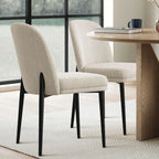 Upholstered Dining Chair with Metal Legs, Linen-Blend Fabric, Set of 2