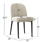 Upholstered Dining Chair with Metal Legs, Linen-Blend Fabric, Set of 2